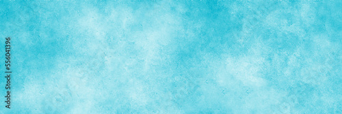 Panorama view texture of blue decorative plaster or concrete. Abstract background for design. Art stylized banner with copy space for text.