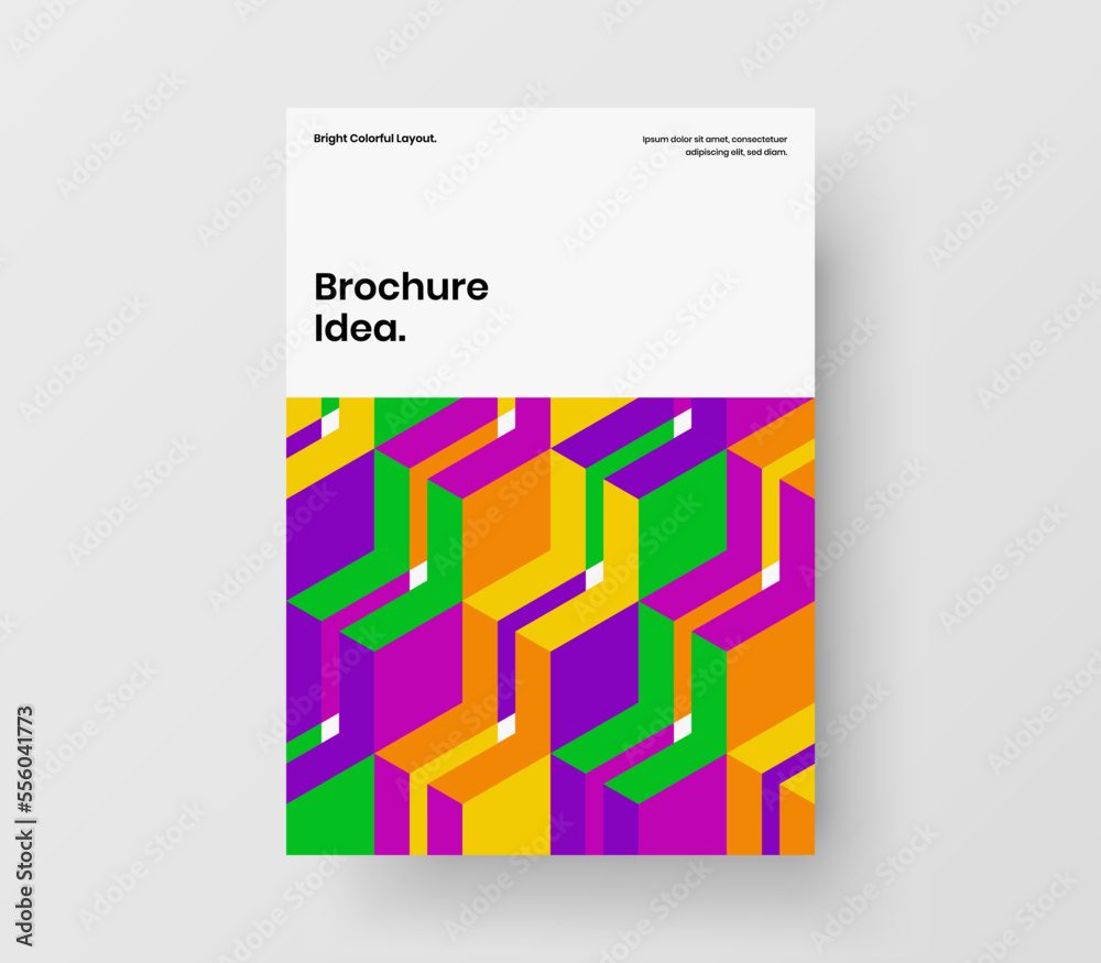 Simple geometric tiles brochure concept. Original pamphlet A4 design vector template.