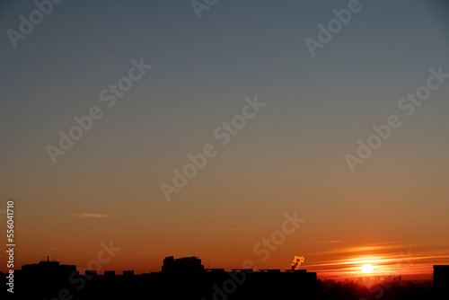 sunset over city  urban landscape