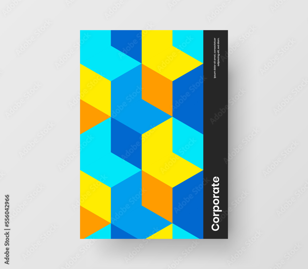 Trendy presentation vector design illustration. Clean geometric tiles catalog cover template.
