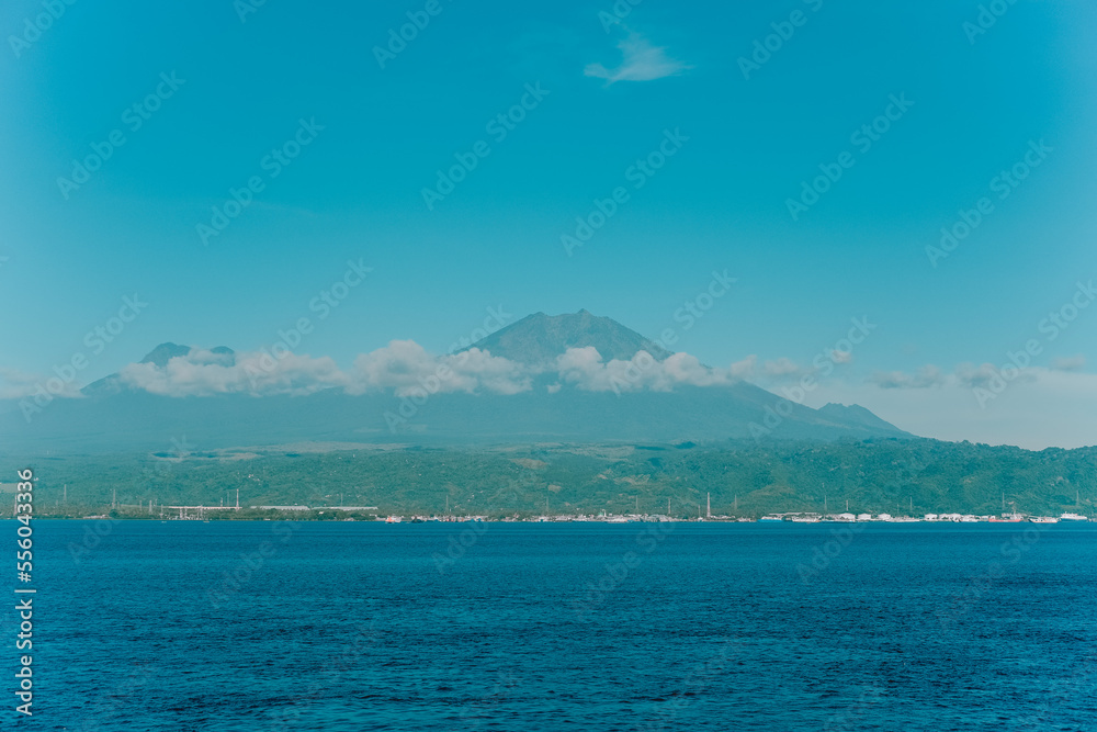 View of the mountain from the sea ship