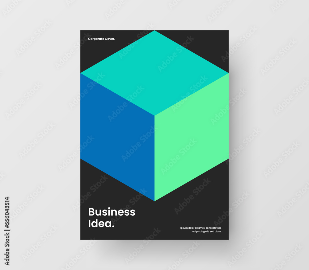 Fresh postcard A4 design vector illustration. Clean geometric hexagons presentation template.