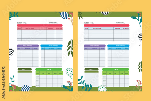 Modern design Vector planner pages templates. Daily, weekly, monthly, project, budjet and meal planners with vector asset illustration for budgetin plan on eps 10 format