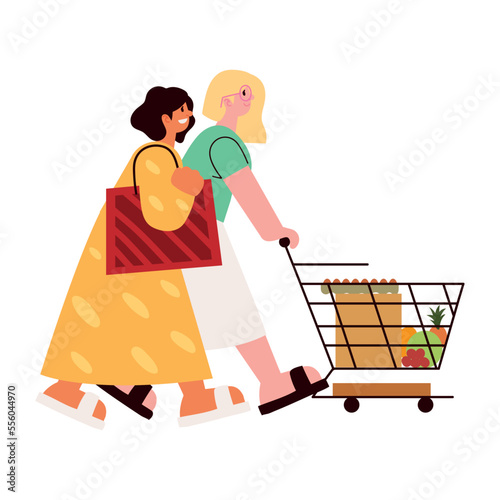 women with shopping cart