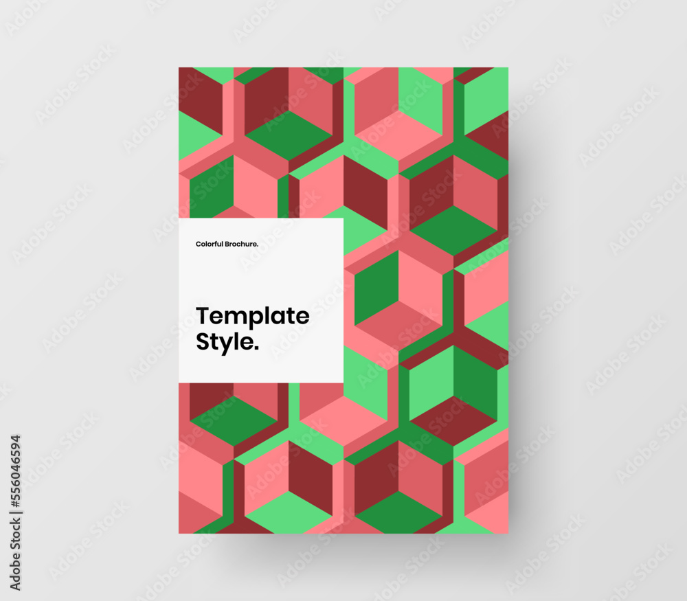 Fototapeta premium Modern geometric hexagons placard illustration. Isolated cover A4 vector design layout.