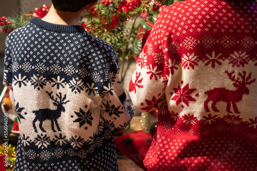 Decorating a Christmas Tree at Home with a Christmas Sweater, Nisantasi Sisli, Istanbul Turkey photo