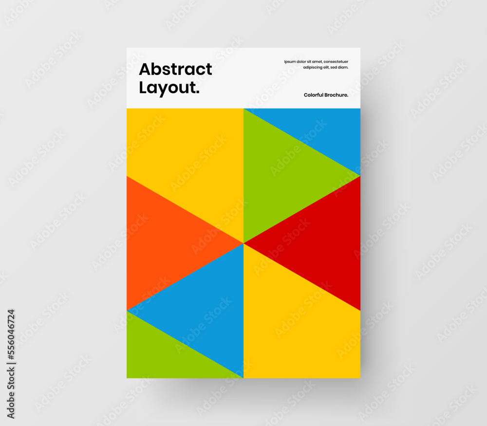 Creative mosaic hexagons poster template. Colorful booklet vector design concept.