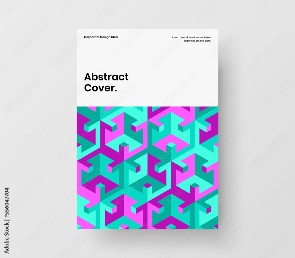 Modern mosaic shapes corporate brochure illustration. Colorful book cover vector design concept.