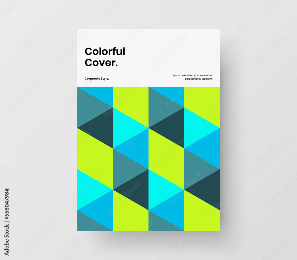 Creative geometric shapes presentation template. Clean handbill A4 vector design layout.