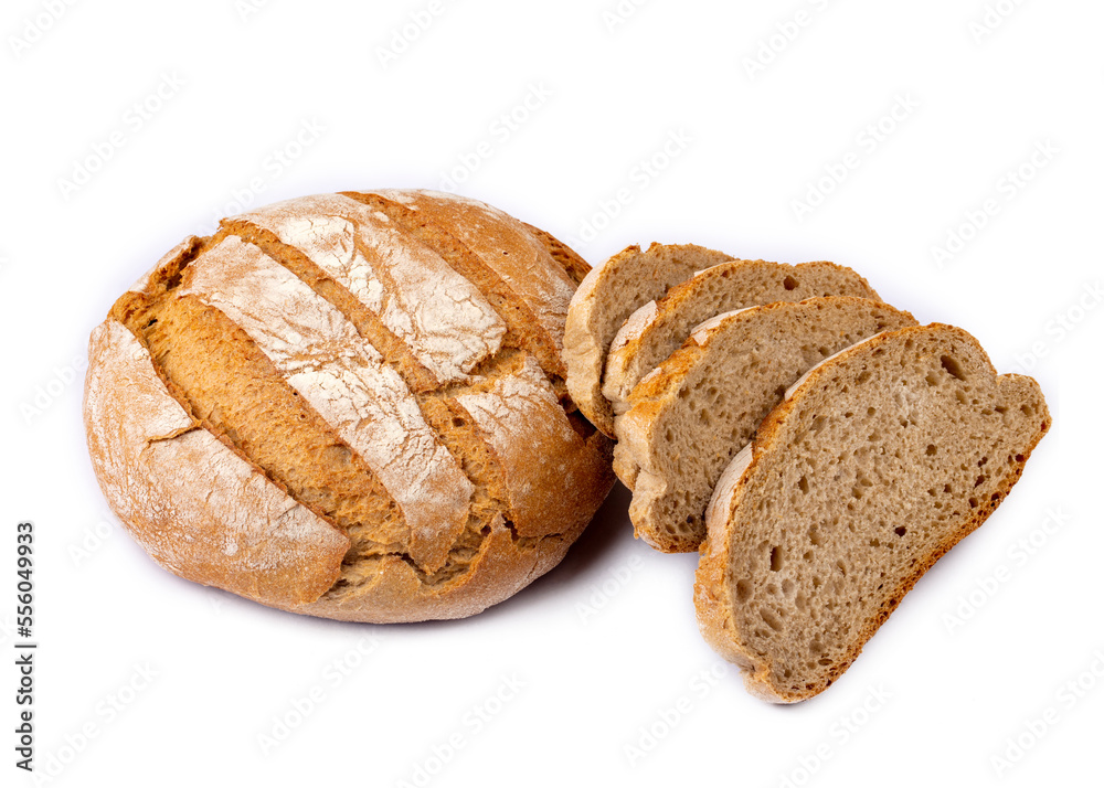 Sourdough bread on a white background (Turkish name; eksi maya ekmegi)