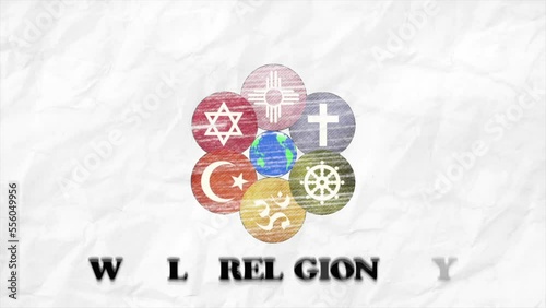 15 january world religion day video animation with text effect disortion motion blur photo