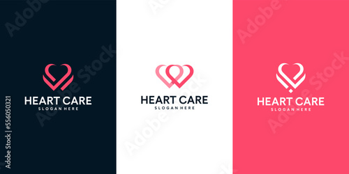 Set of heart shape abstract logo design template graphic design illustration. icon, symbol, creative.