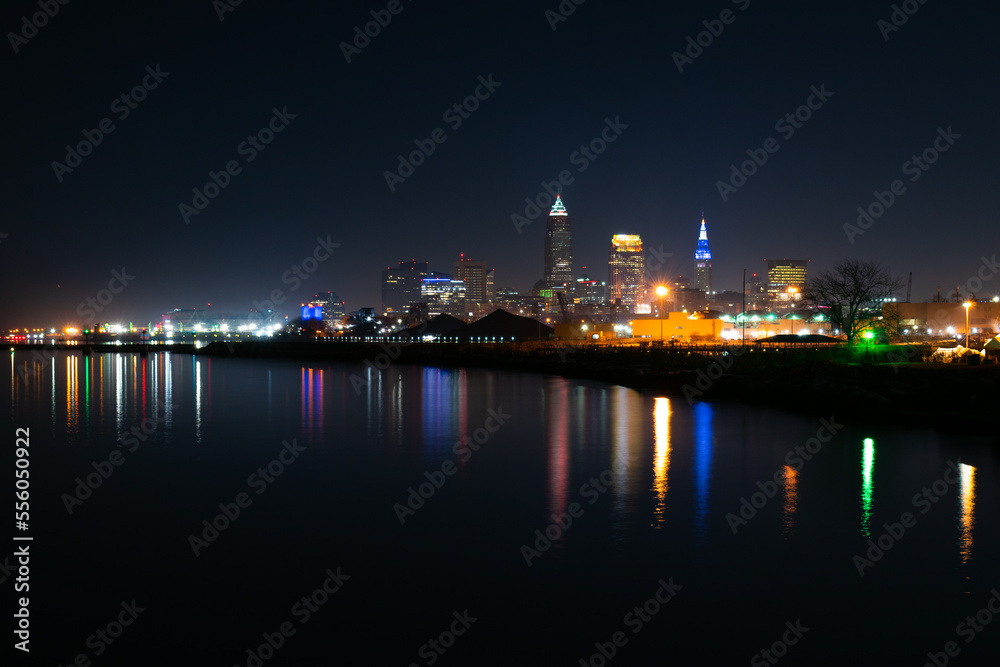 City at night long exposure. Cleveland, OH.