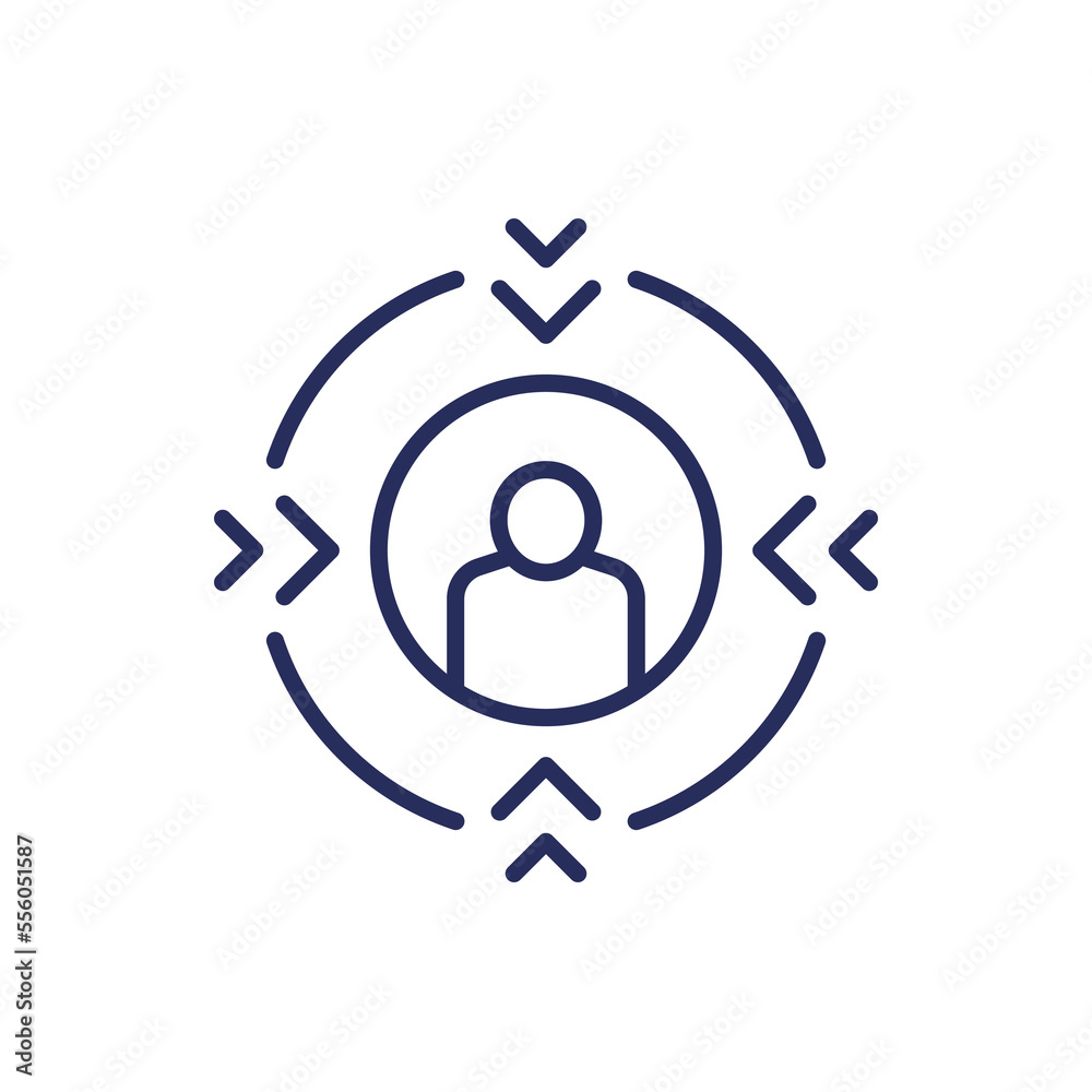 Focus on client icon, customer centricity line vector - obrazy, fototapety, plakaty 