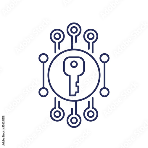 private key, encryption line icon
