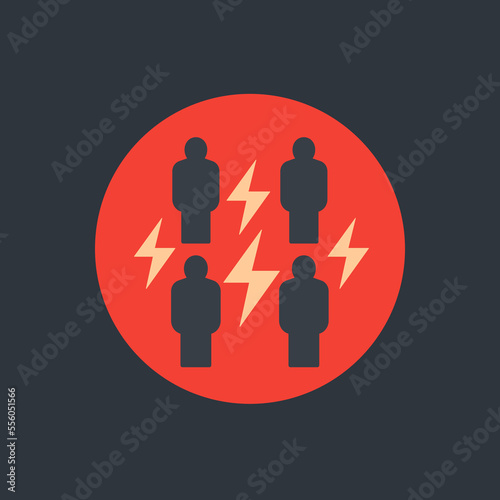 conflict vector icon with people, flat design
