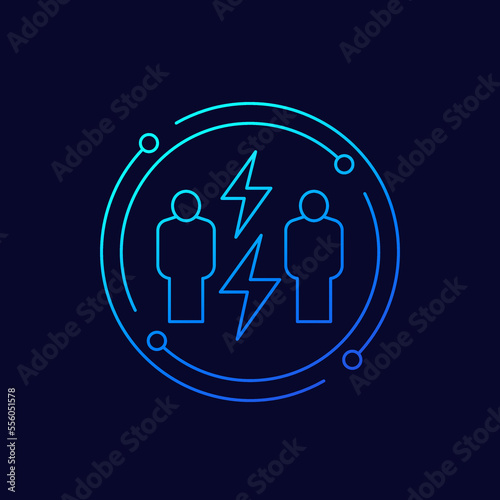 conflict icon with two people, linear design
