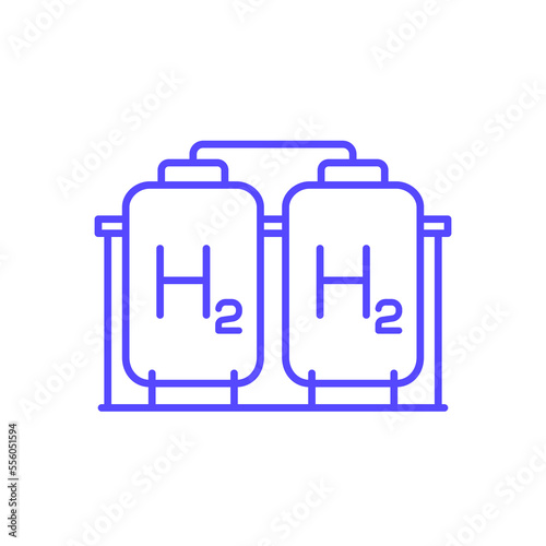 hydrogen storage icon, h2 gas tanks line vector