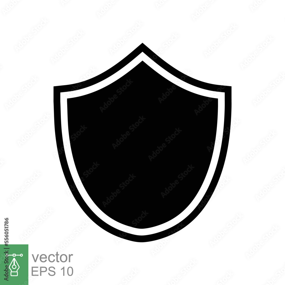 Shield icon. Simple flat style. Black silhouette shield with frame shape, safe, secure, security badge, safety concept. Vector design illustration isolated on white background. EPS 10. Shield icon. Simple flat style. Black silhouette shield with frame shape, safe, secure, security badge, safety concept. Vector design illustration isolated on white background. EPS 10.