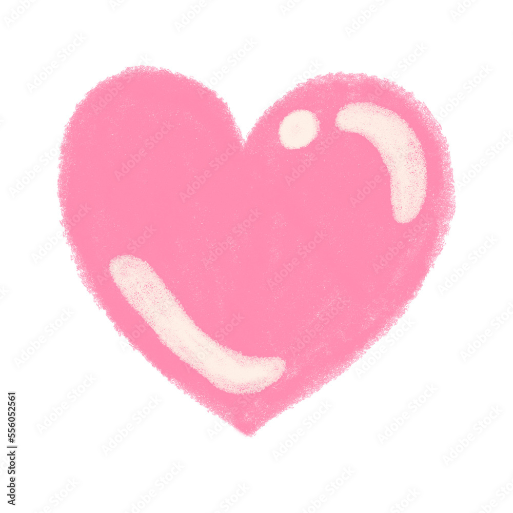 Cute bubbly pink heart in oil pastel drawing style