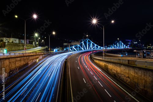 traffic on highway at night © david