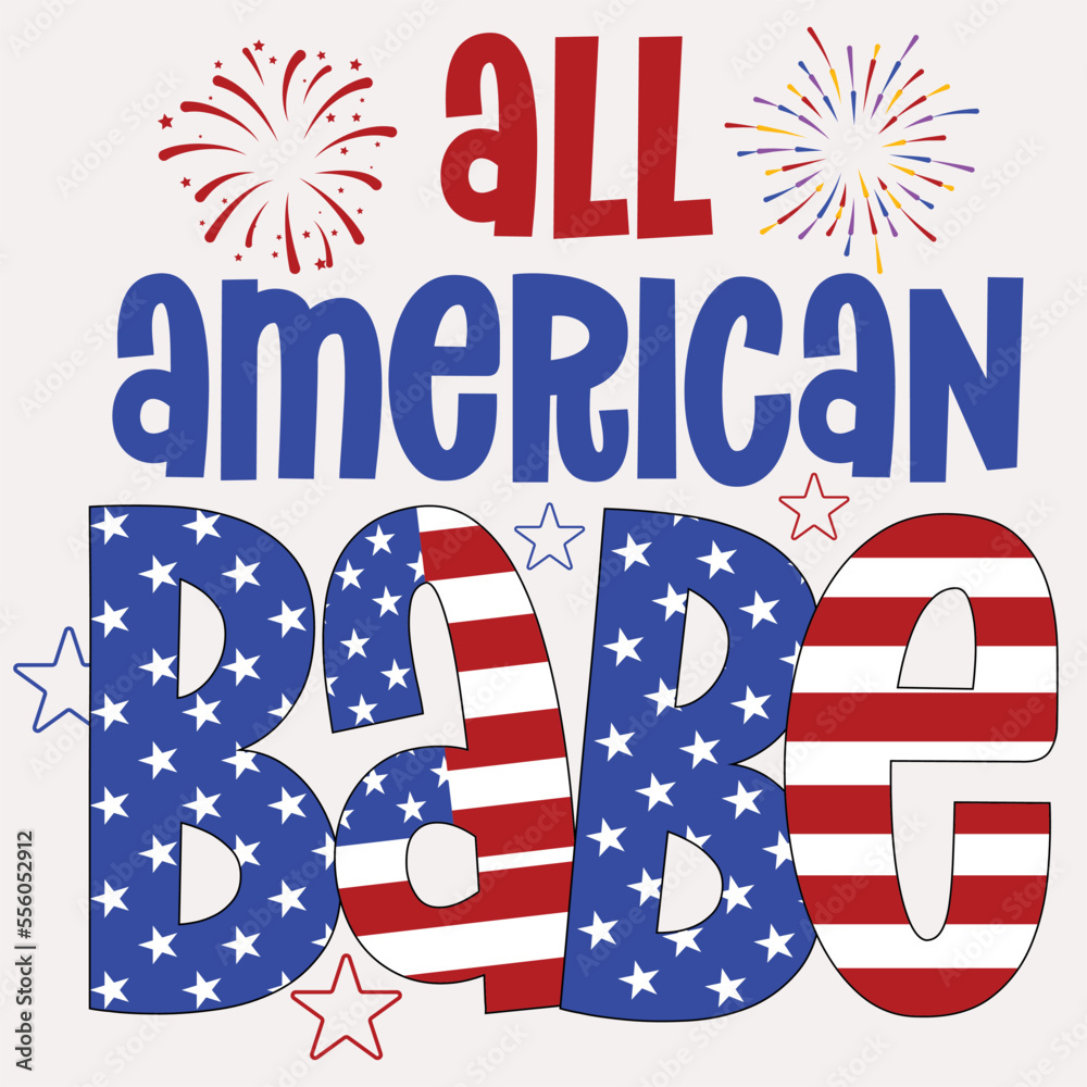Φωτογραφία All American Babe Shirt - Patriotic Kids Shirt - Fourth of July Tee - American G