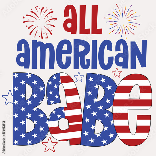 All American Babe Shirt - Patriotic Kids Shirt - Fourth of July Tee - American Girl - American Boy - USA Proud - 4th of July