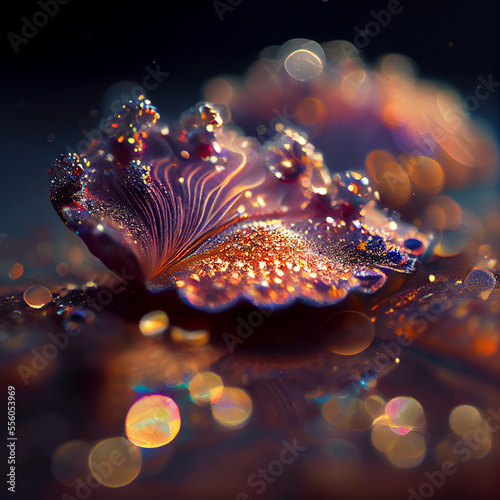 Fantasy Colorful World with Dew Drops. Generative ai © Anna Hoychuk