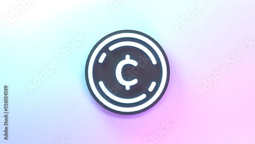 Cryptocurrency icon. Future money concept. 3d render illustration.