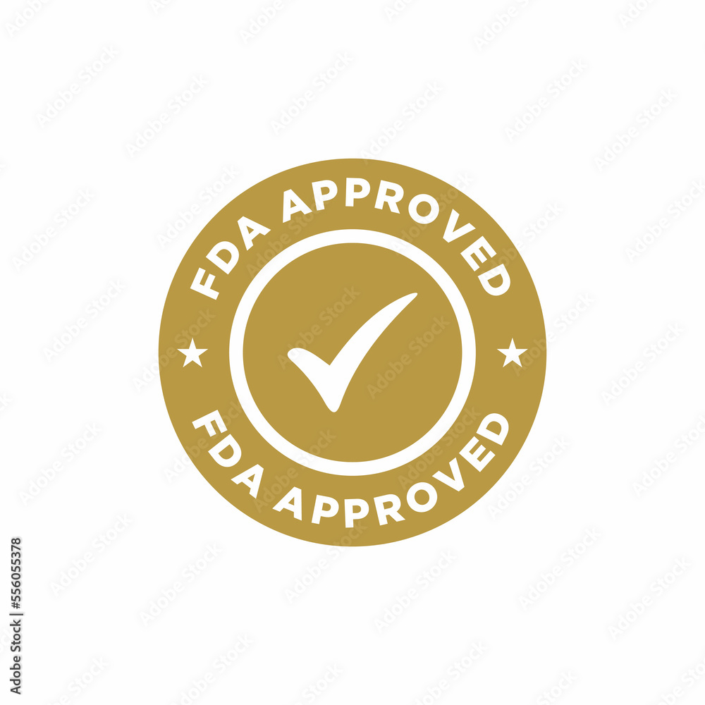 FDA Approved Food and Drug Administration stamp,  icon, symbol, label, badge, logo, seal