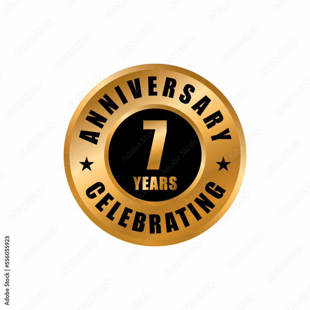 7 years anniversary celebration design template. seven years anniversary vector stamp