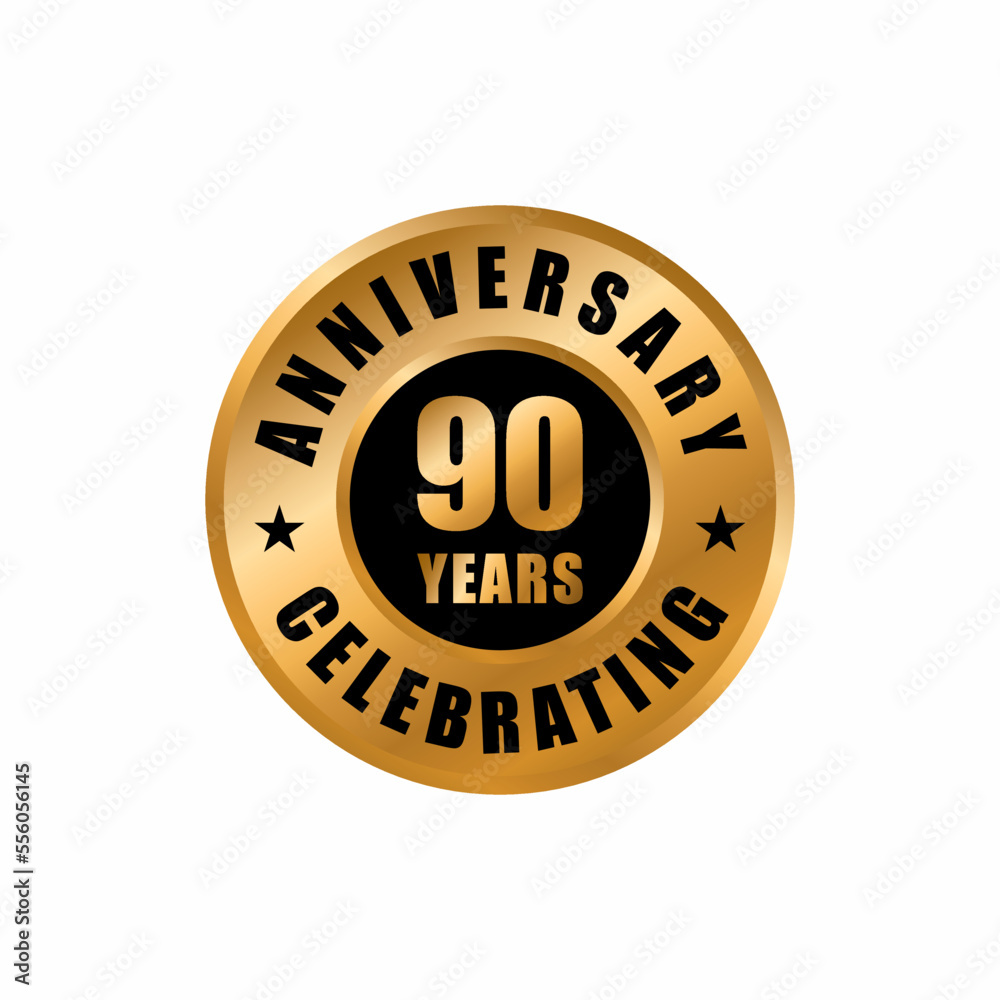 90 years anniversary celebration design template. 90 years anniversary vector stamp