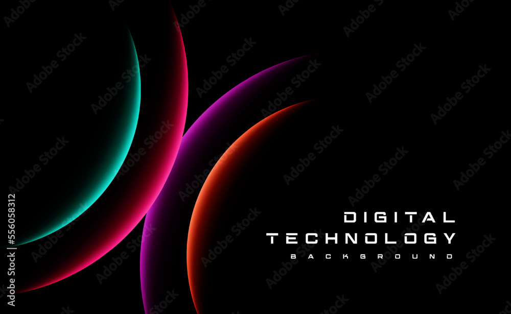 Digital technology worldwide global network internet connection colorful background, Abstract cyber tech futuristic, Shape blue green pink orange sky light, Ai big data Innovation, illustration vector