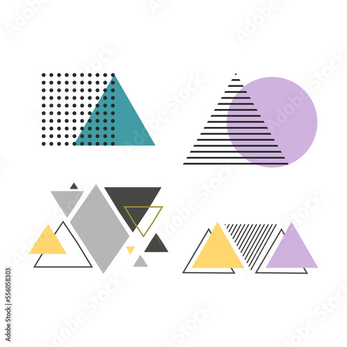 Collection of triangles memphis background for vector elements design