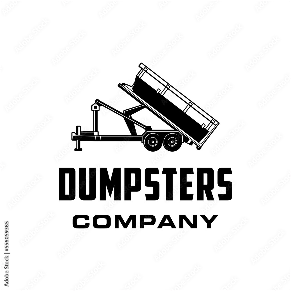 Dump trailer logo with classic and masculine style design Stock Vector