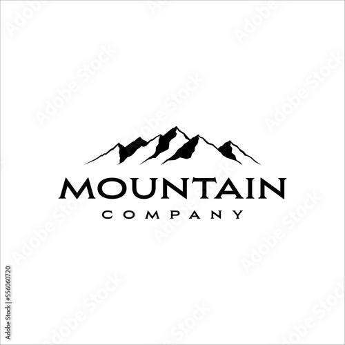 Mountain logo with rough texture in classic style design