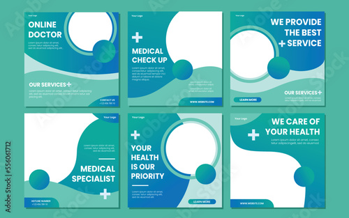 Medical healthcare service social media post template design. Hospital, doctor, clinic and dentist health business promotion flyer poster.