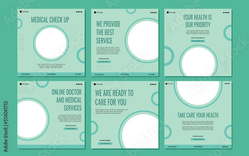 Medical healthcare service social media post template design. Hospital, doctor, clinic and dentist health business promotion flyer poster.