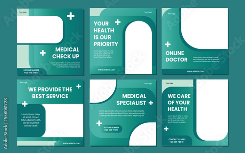 Medical healthcare service social media post template design. Hospital, doctor, clinic and dentist health business promotion flyer poster.