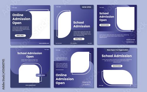 School admission square banner. Suitable for educational banner and social media post template