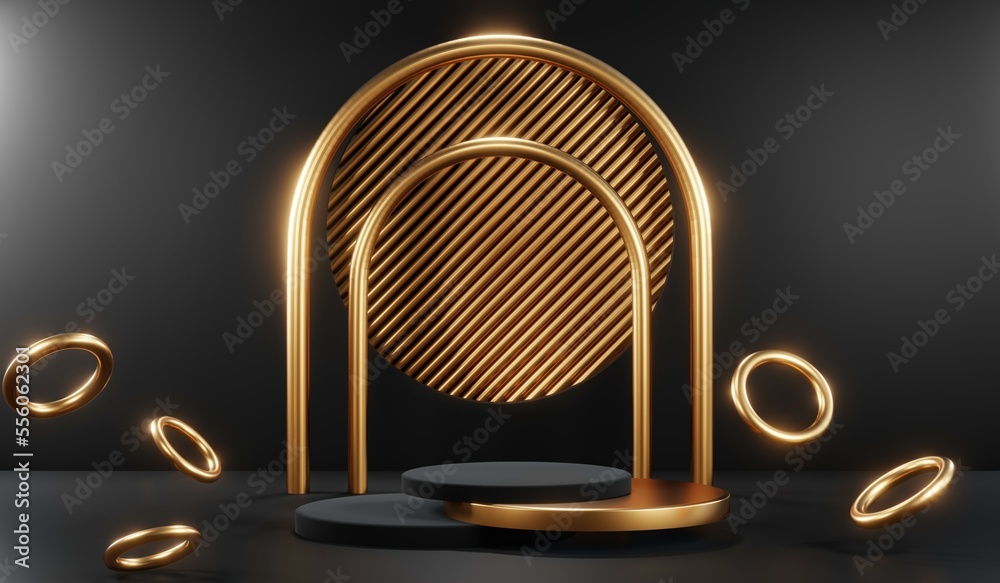 3D rendering of blank product background for cream cosmetics Modern black podium background 3D rendering of blank product background for cream cosmetics Modern black podium background