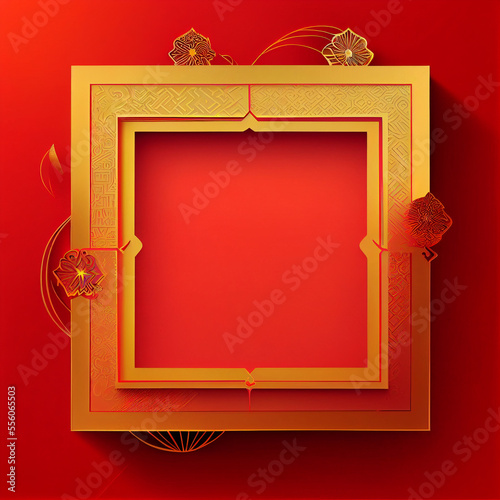 Gold and Red Minimalistic Frame Design. Generative ai