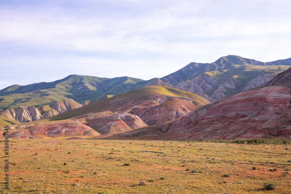 Mountains with red stripes. Khizi region. Azerbaijan. Mountains with red stripes. Khizi region. Azerbaijan.