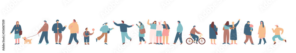 People crowd. Background people silhouette vector horizontal banner. Men and women, parents, kids walking outdoor.. People crowd. Background people silhouette vector horizontal banner. Men and women, parents, kids walking outdoor..