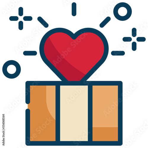 box gift heart love happy icon filled outline