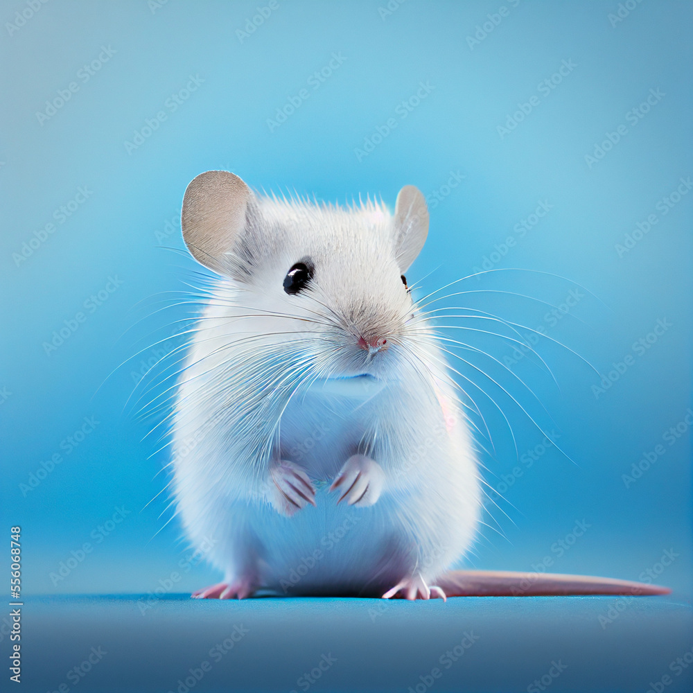 a Illustration for a very  cutte Mouse on a blue Background   