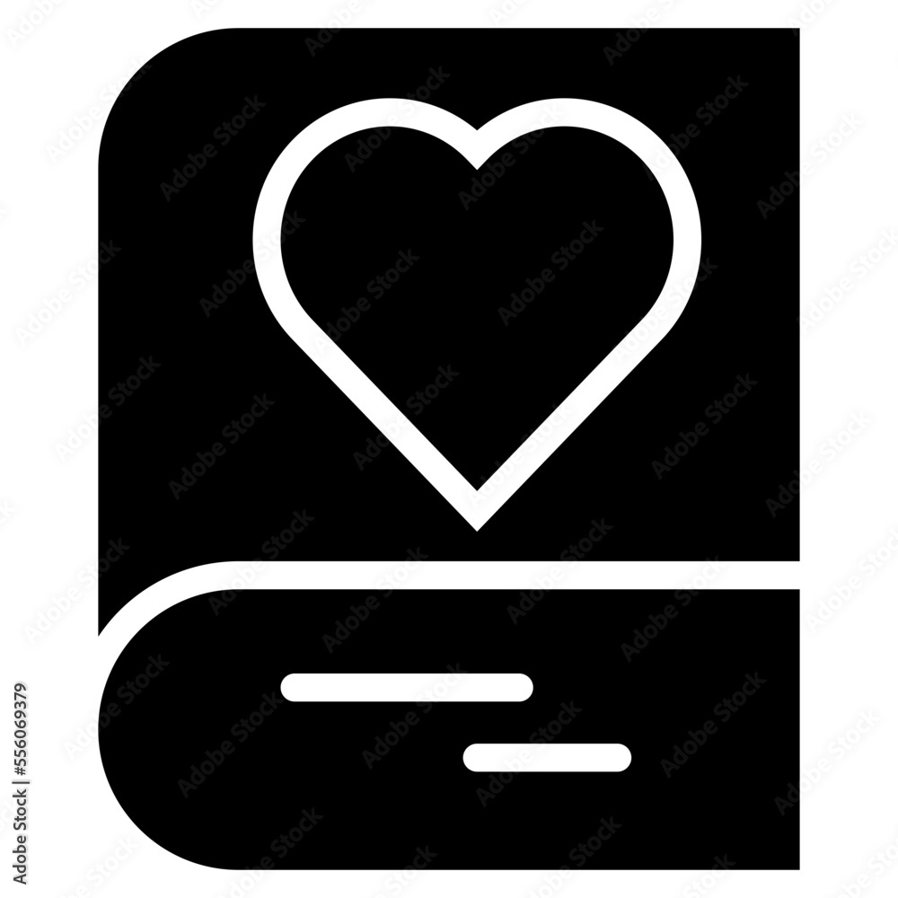 book love heart education icon solid glyph book love heart education icon solid glyph