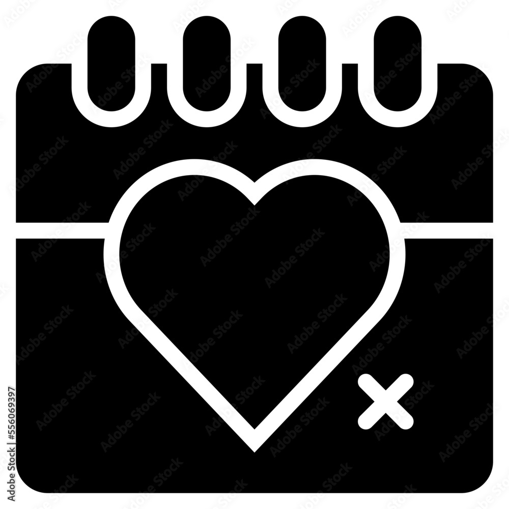 day date calendar heart love icon solid glyph day date calendar heart love icon solid glyph