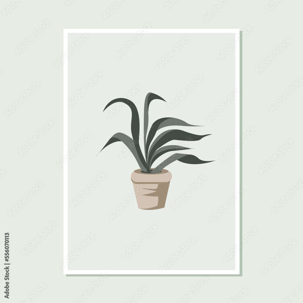 muted green minimalist botanical plant art wall decoration, greeting card, banner, icon, postcard or brochure cover design