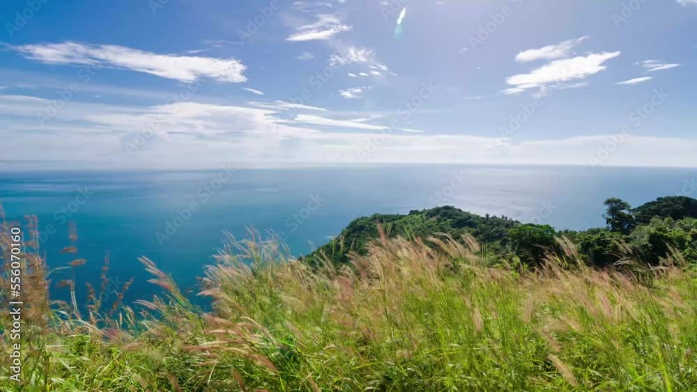 Timelapse natural beautiful view of sea coast cliff in sunny day in south of thailand, phuket, mountain island in ocean sea in summer Timelapse natural beautiful view of sea coast cliff in sunny day in south of thailand, phuket, mountain island in ocean sea in summer